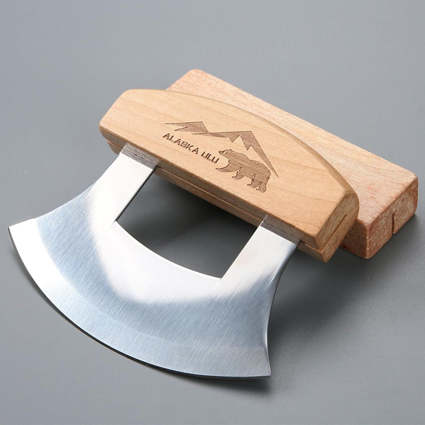 5Inch Alaskan Mezzaluna Ulu Knife, Salad Veggies Rocker Chopper Slicer Cu