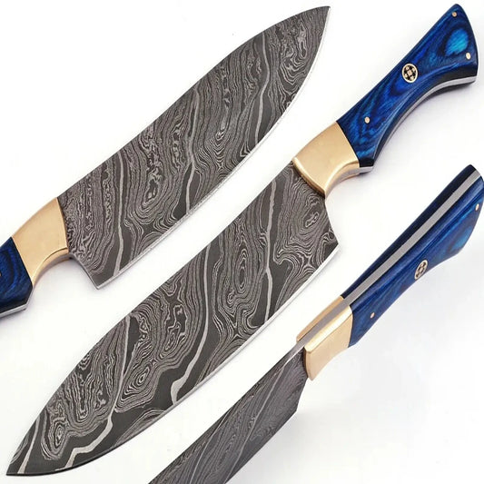Custom Damascus Chef Knife with Hand-Forged Blade