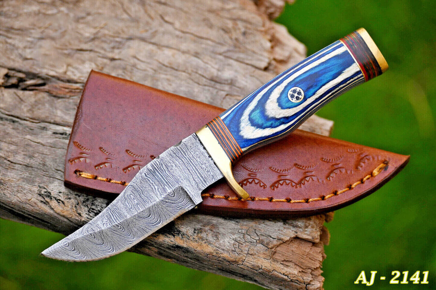 Damascus Track Cutting Knife for Camping