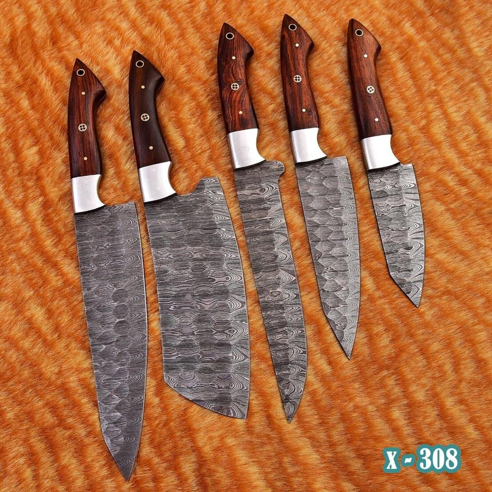 Forged Damascus Chef Knife Set - Handmade