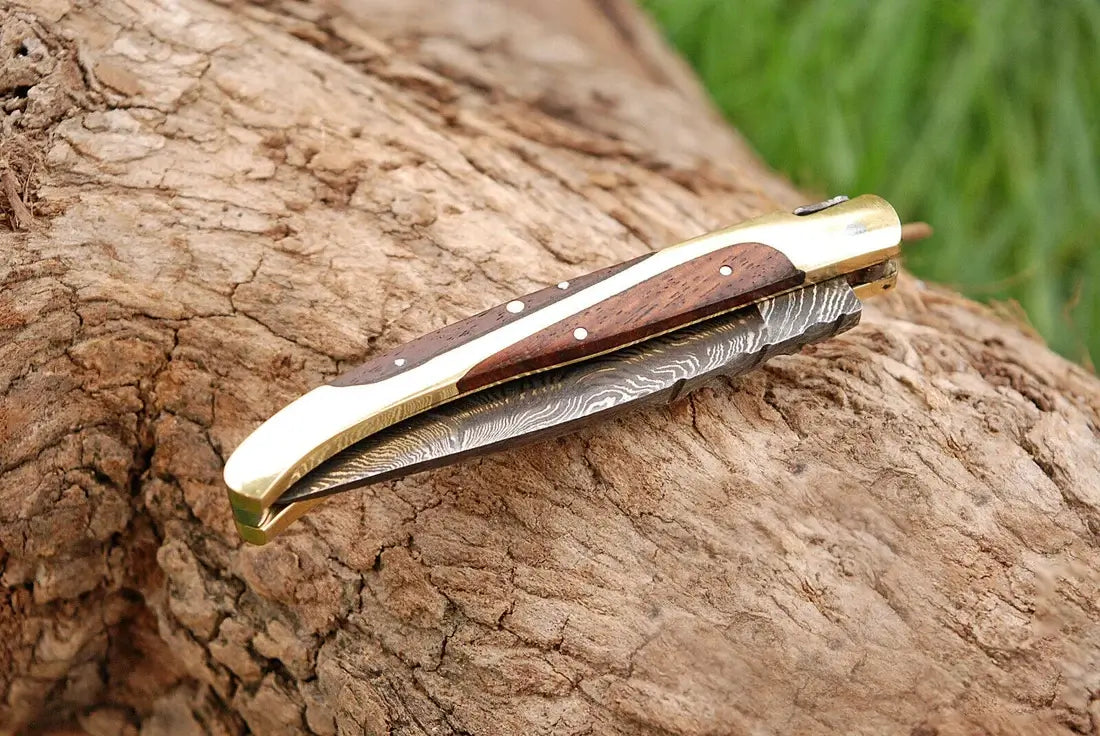 Forged Damascus Folding Pocket Knife for EDC