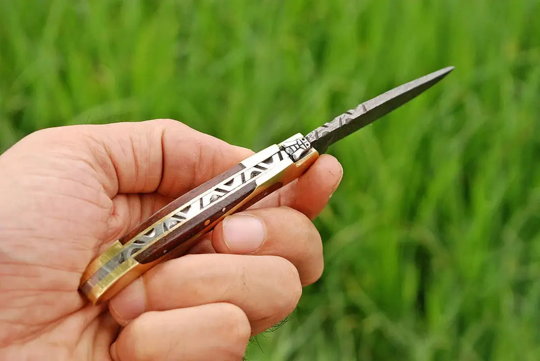 Forged Damascus Folding Pocket Knife for EDC