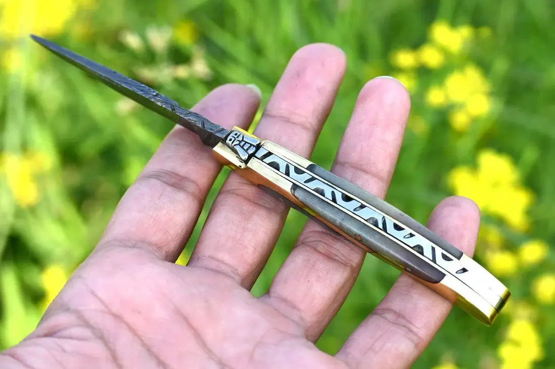 Forged Damascus Folding Pocket Knife for Survival