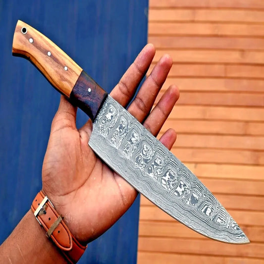 Hand-Forged Damascus Chef Knife for Kitchen Use