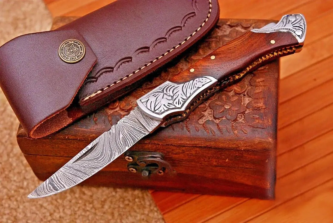Handmade Damascus Folding Pocket Knife for Chefs