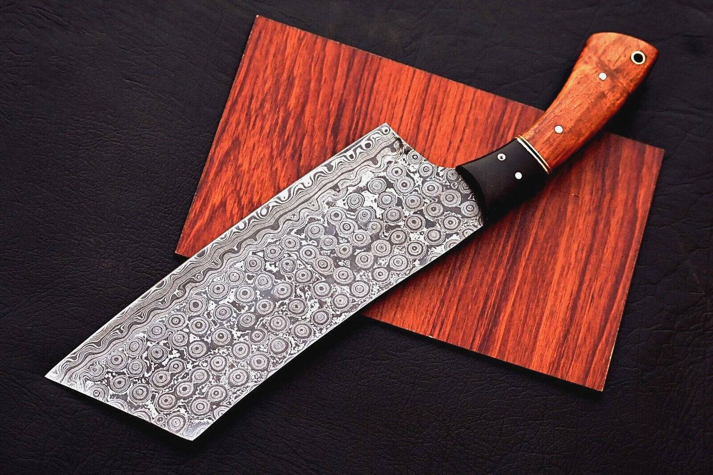 Handmade Damascus Steel Cleaver Knife for Butchering