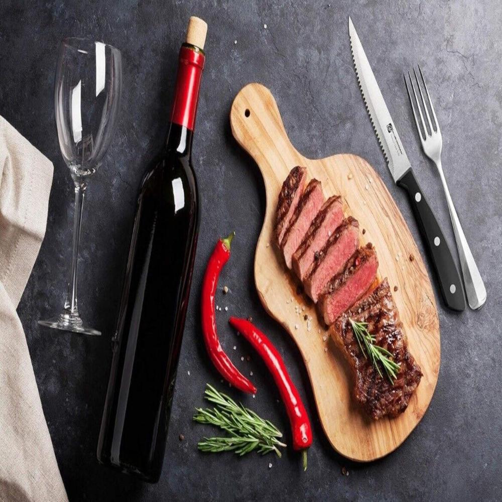 Premium 8-Piece German High Carbon Stainless Steel Steak Knife Set, Double Full