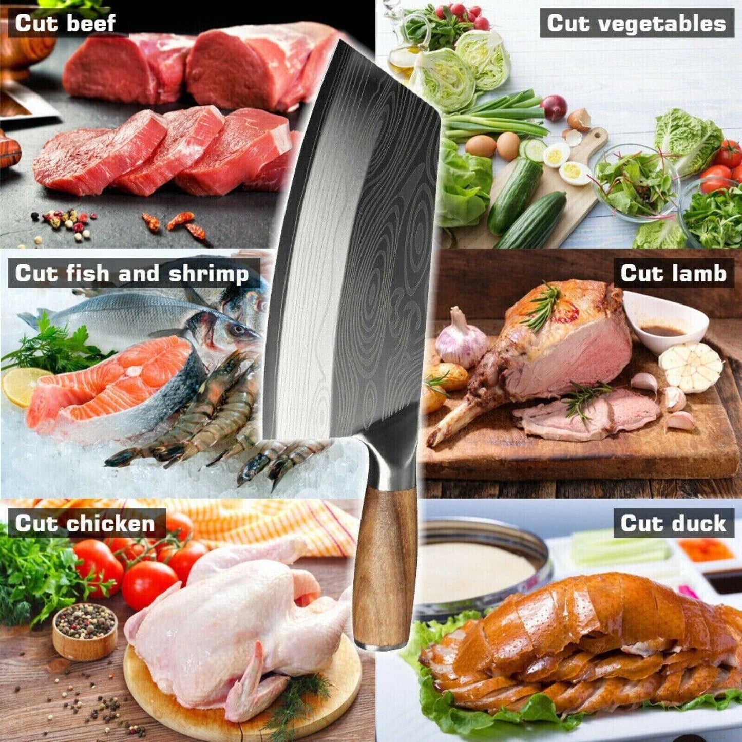 High Quality Asian Cleaver Kitchen Knife with Stainless Steel Blade