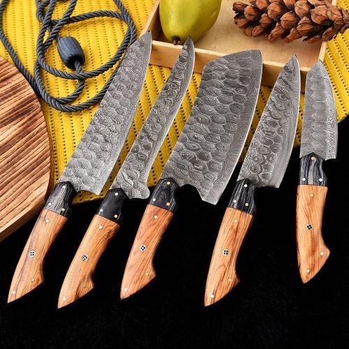 Handmade Damascus Steel Chef Knife Set 5 Piece knife set