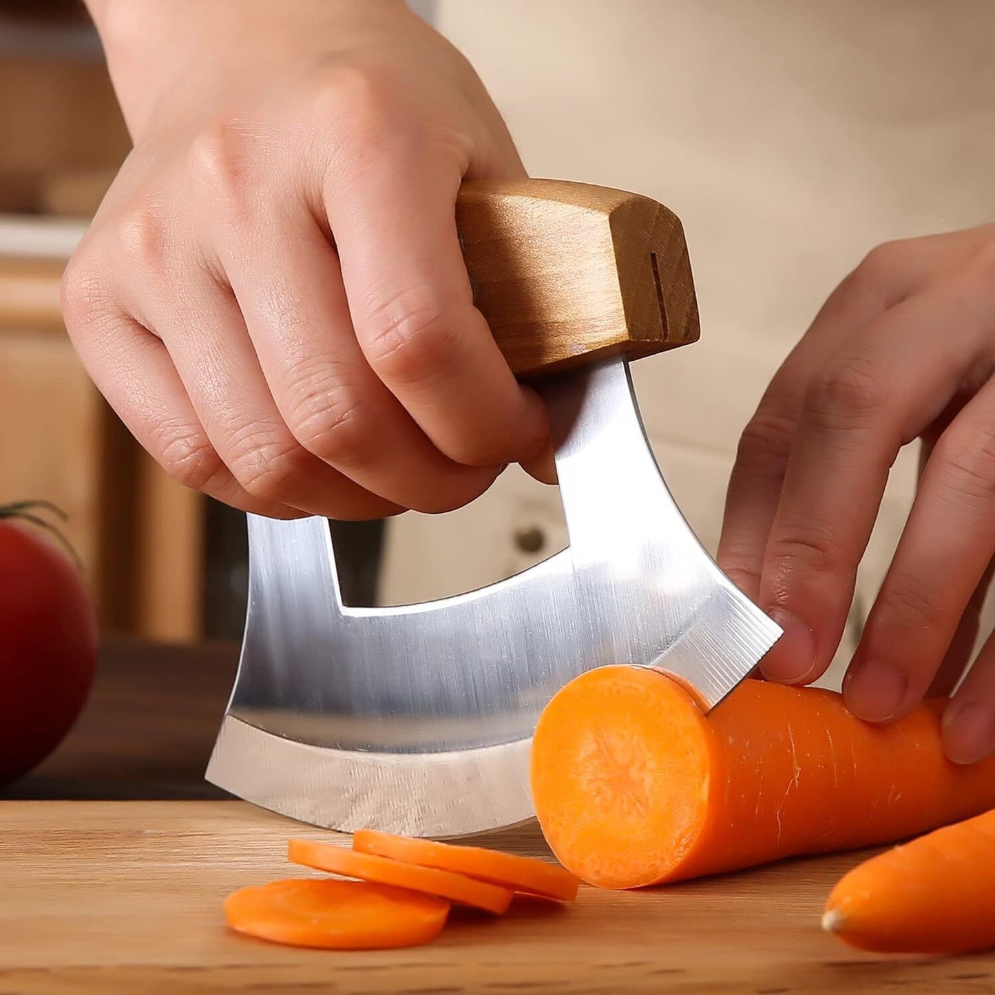 5Inch Alaskan Mezzaluna Ulu Knife, Salad Veggies Rocker Chopper Slicer Cu
