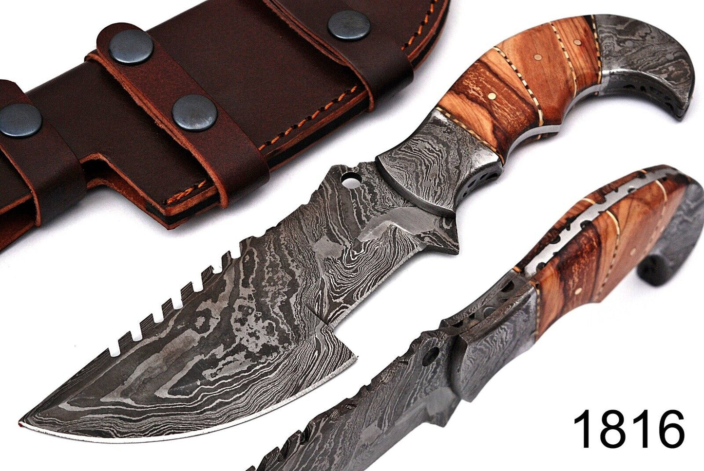 Damascus Tracker Knife for Skinning and Survival