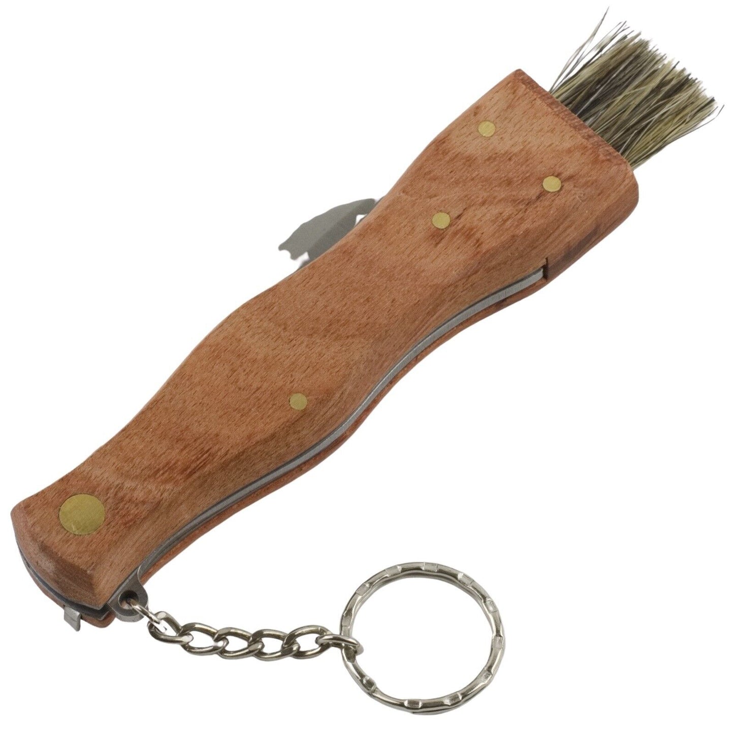 MAM Mushroom Pocket Knife with Beechwood Handle and Scale Brush