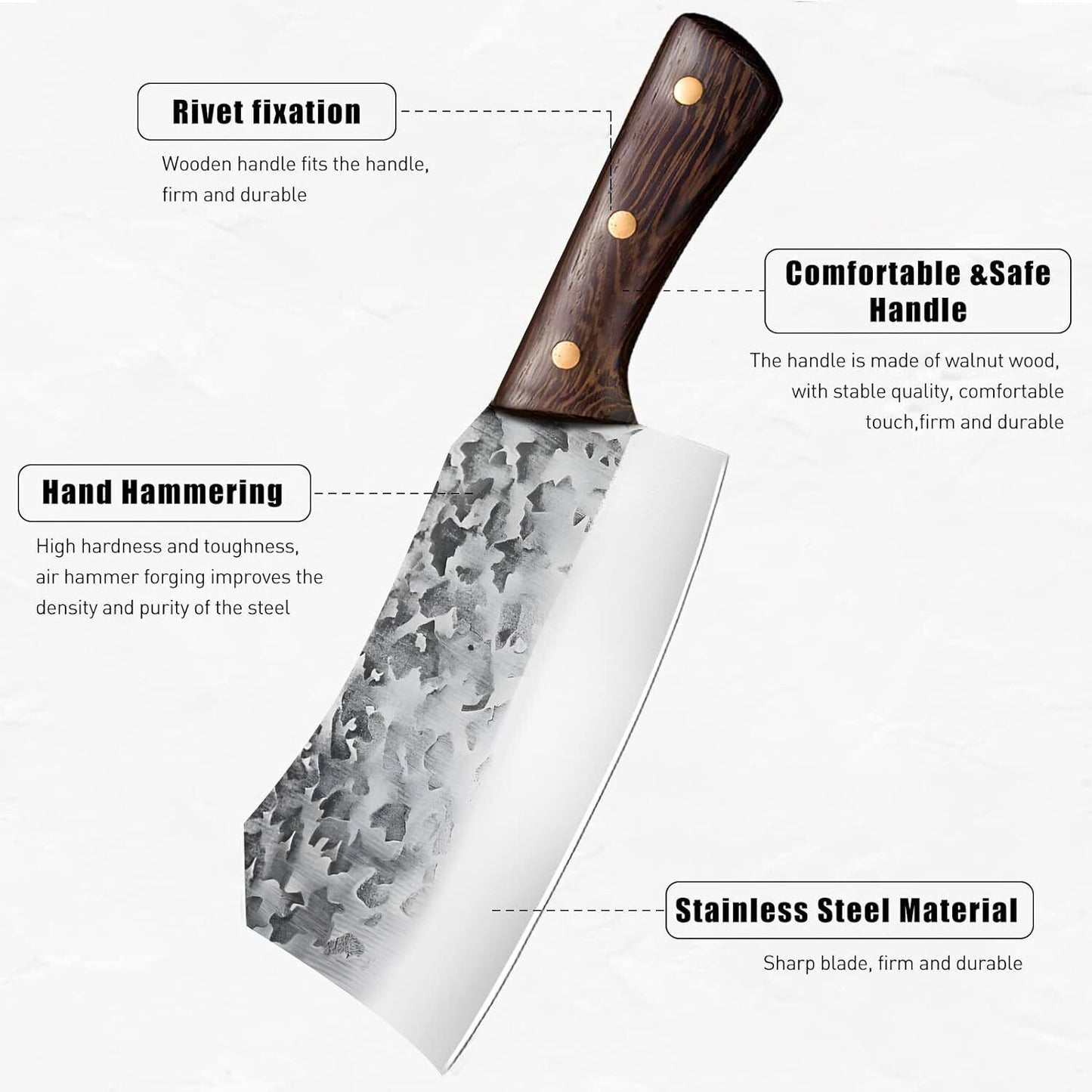 Forged Chef Cleaver Knife for Bone and Meat Cutting