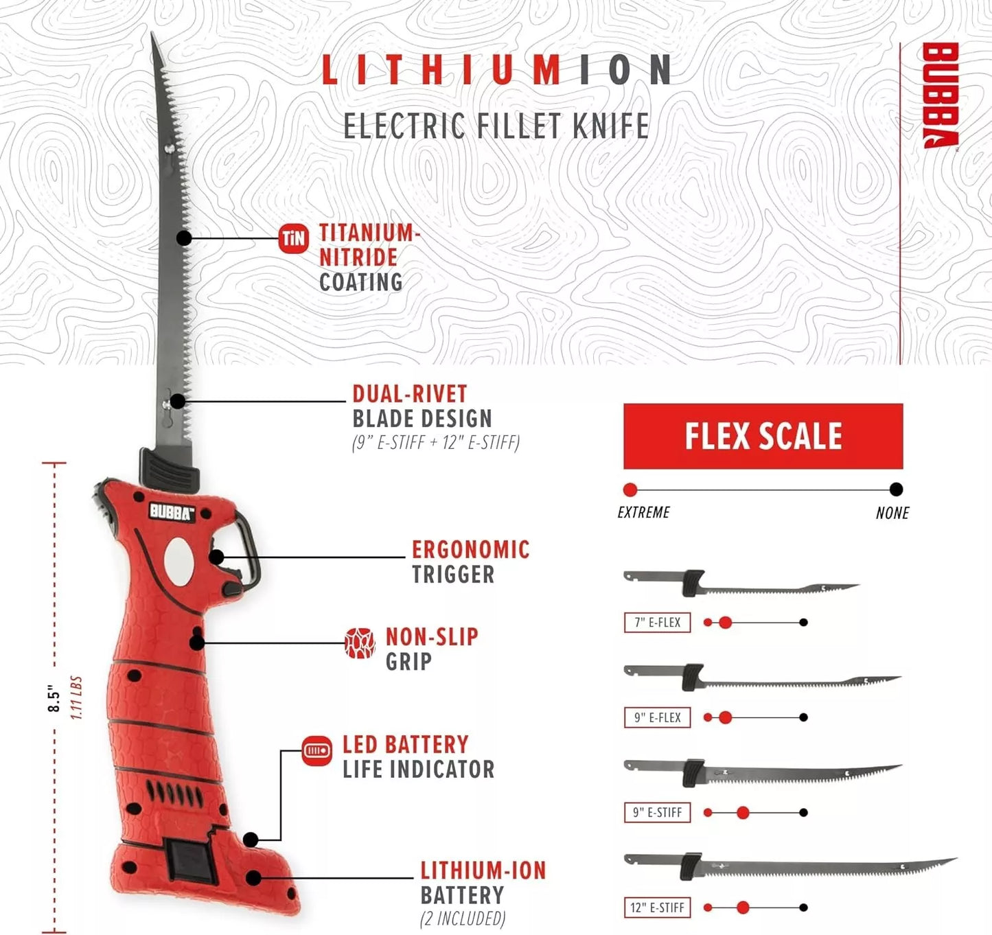 Bubba 1-Set Lithium Ion Electric Fillet Knife with Stainless Steel Blade (Model 1095705)