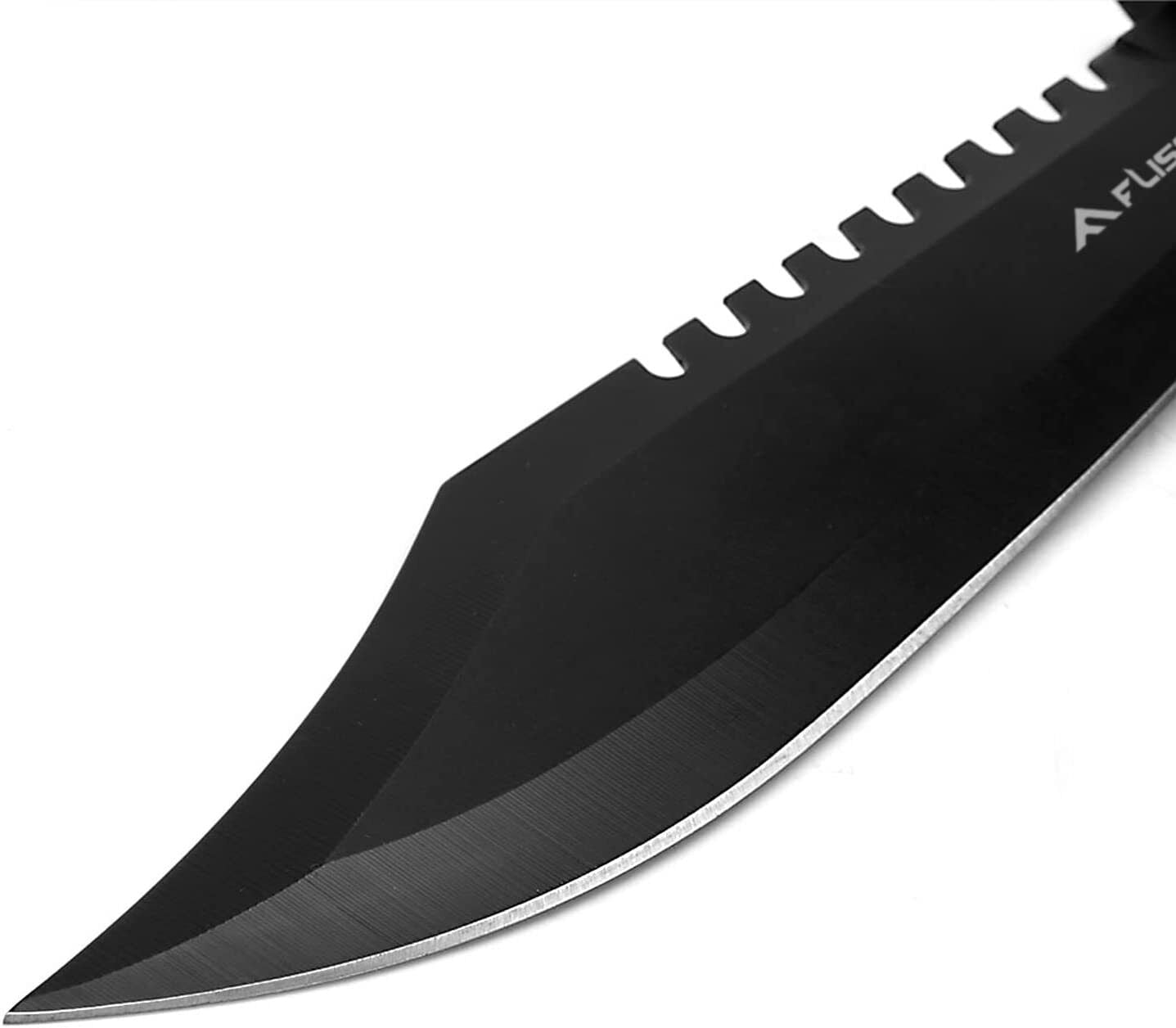 Flissa Tactical Bowie Knife with Fixed Blade and Fire Starter