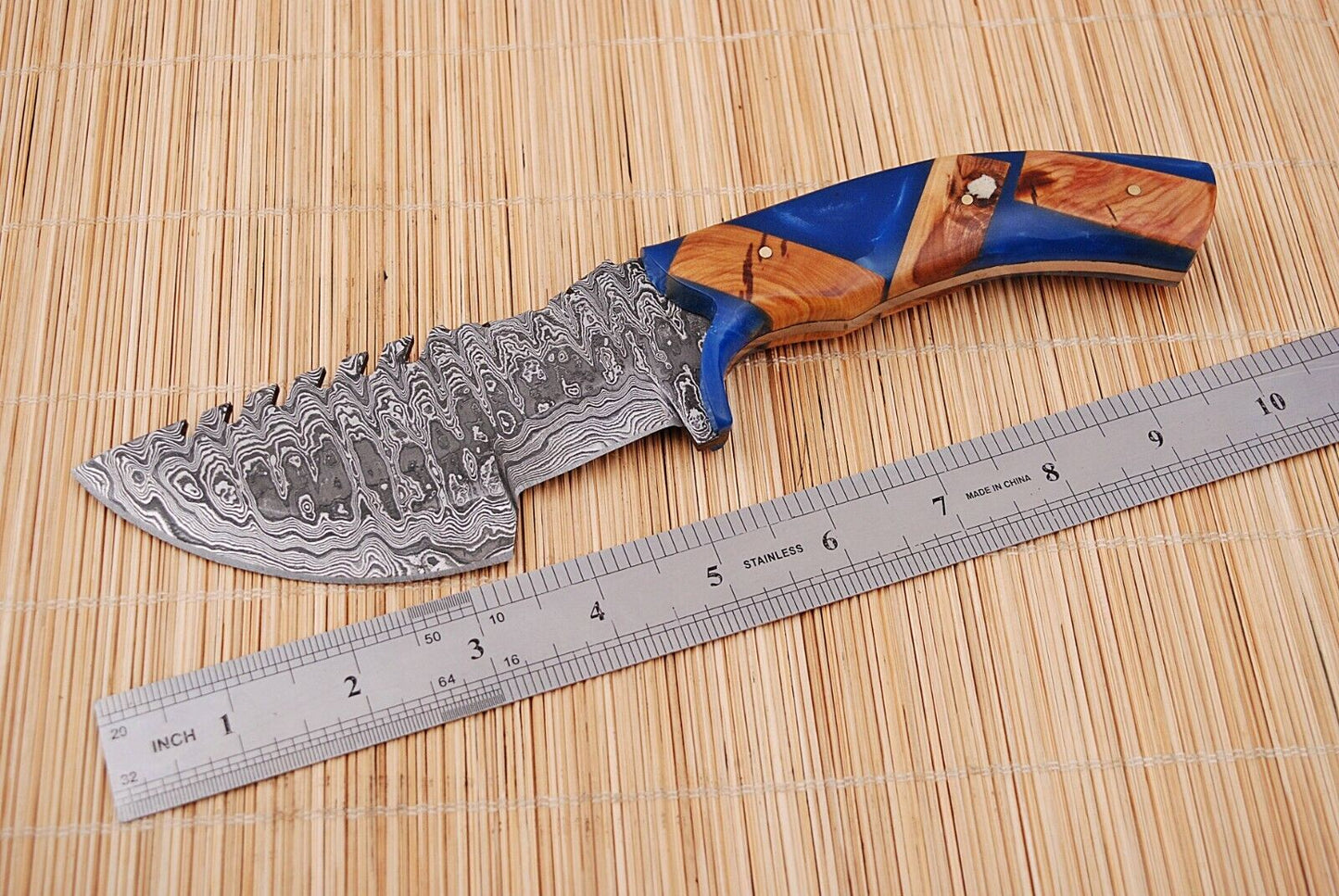 Damascus Steel Tracker Knife with Risen Handle