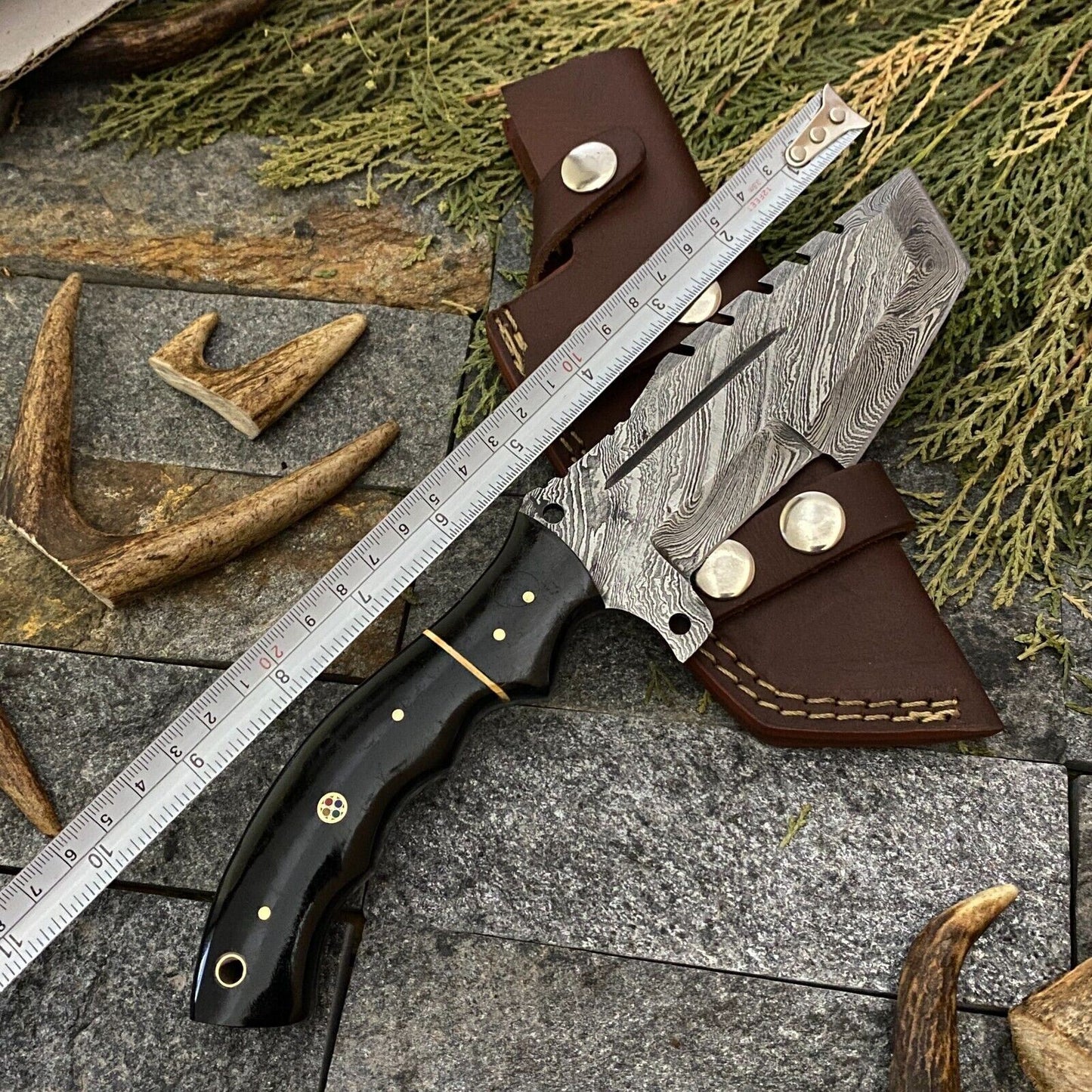 Tracker Hunting Hand Forged Knife with Damascus Steel Blade