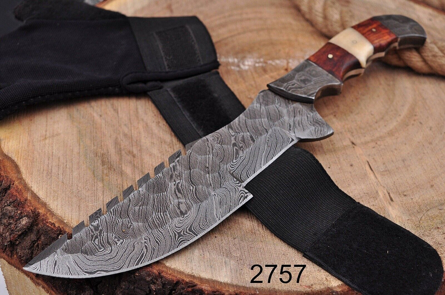 Damascus Steel Tracker Knife with Full Tang