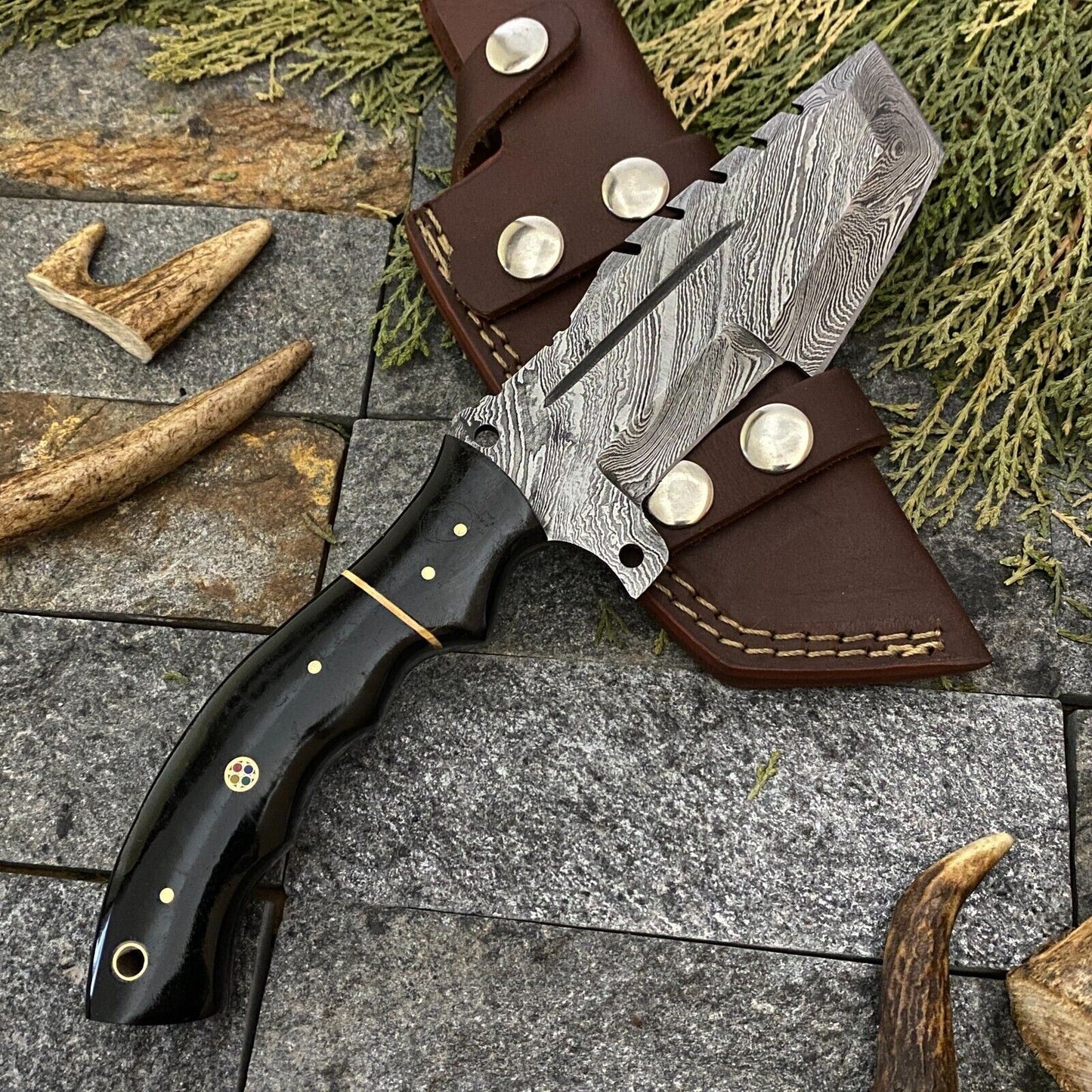 Tracker Hunting Hand Forged Knife with Damascus Steel Blade