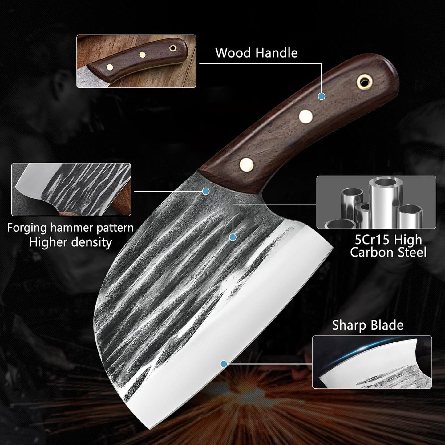 Hand Forged Damascus Steel Chef Knife Set