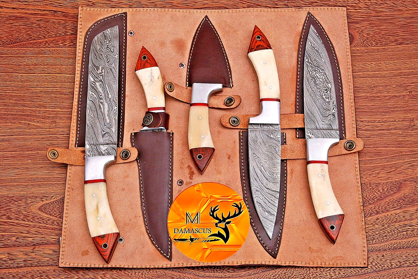 Hand-Forged Damascus Steel Chef Knife Set - Kitchen Knife Set