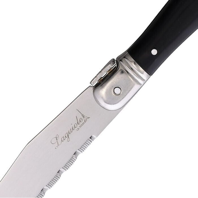 Laguiole 6 Set Kitchen Pc Steak Knife 4.5 Stainless Blade Black Synthetic Handle