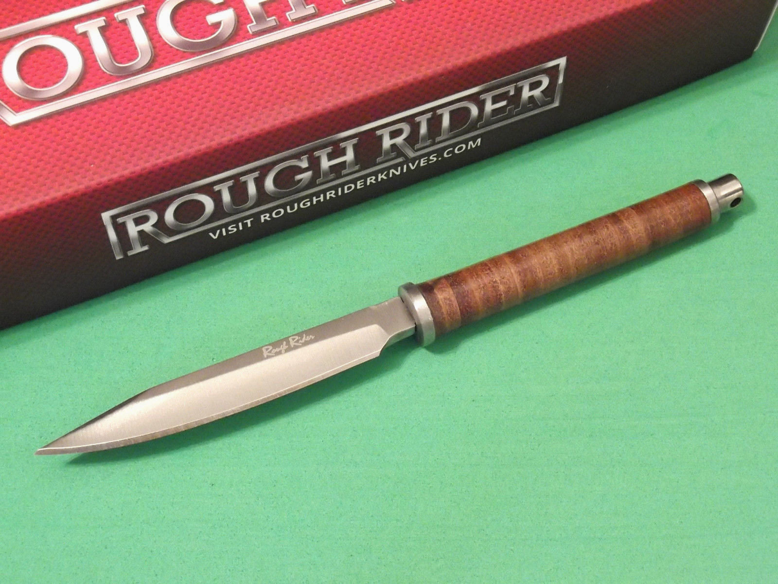 Rough Ryder Slim Fixed Blade Knife with Leather Handle