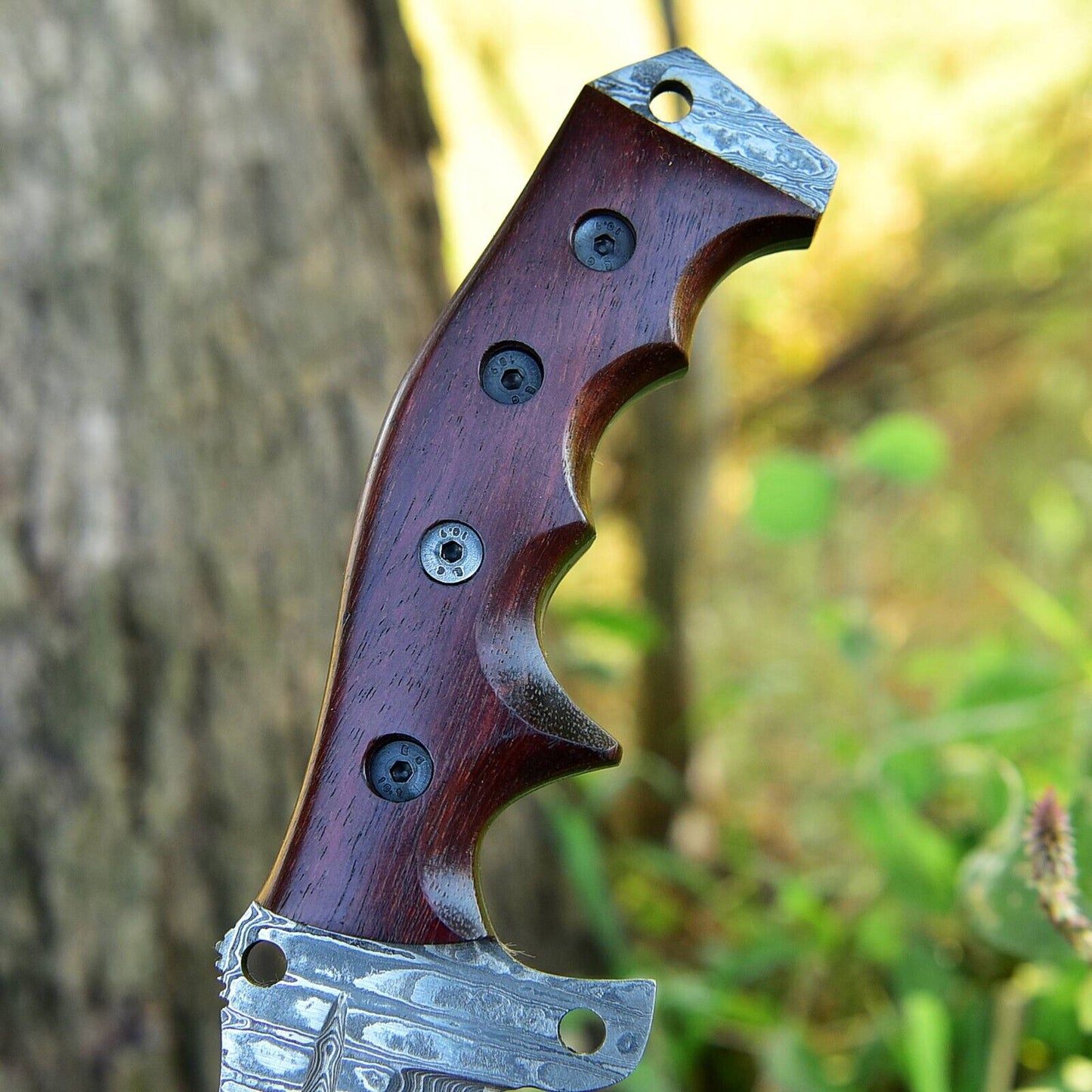 Forged Damascus Tracker Knife for Camping