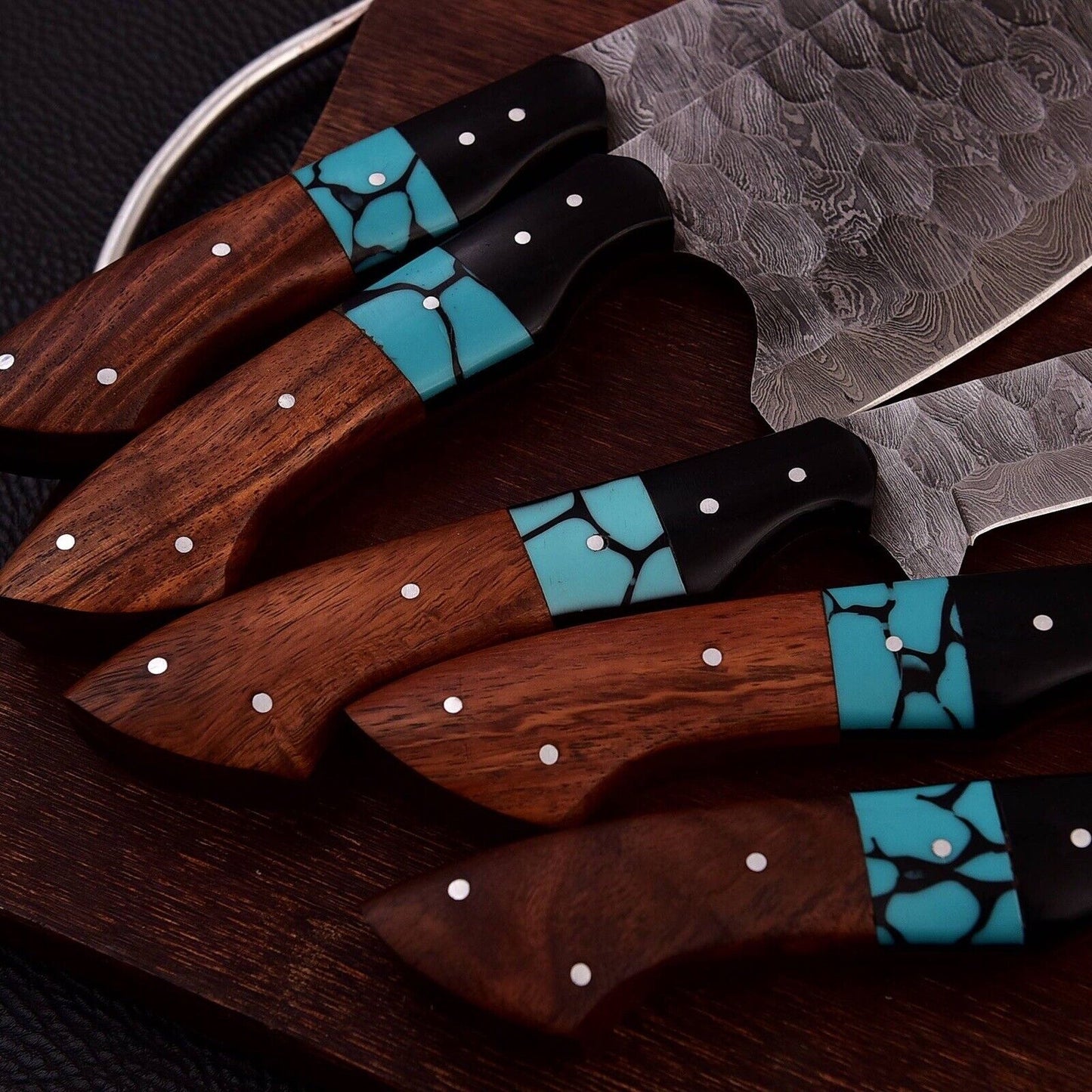 Professional Damascus Steel Chef Knife Set - Handmade Kitchen Knives