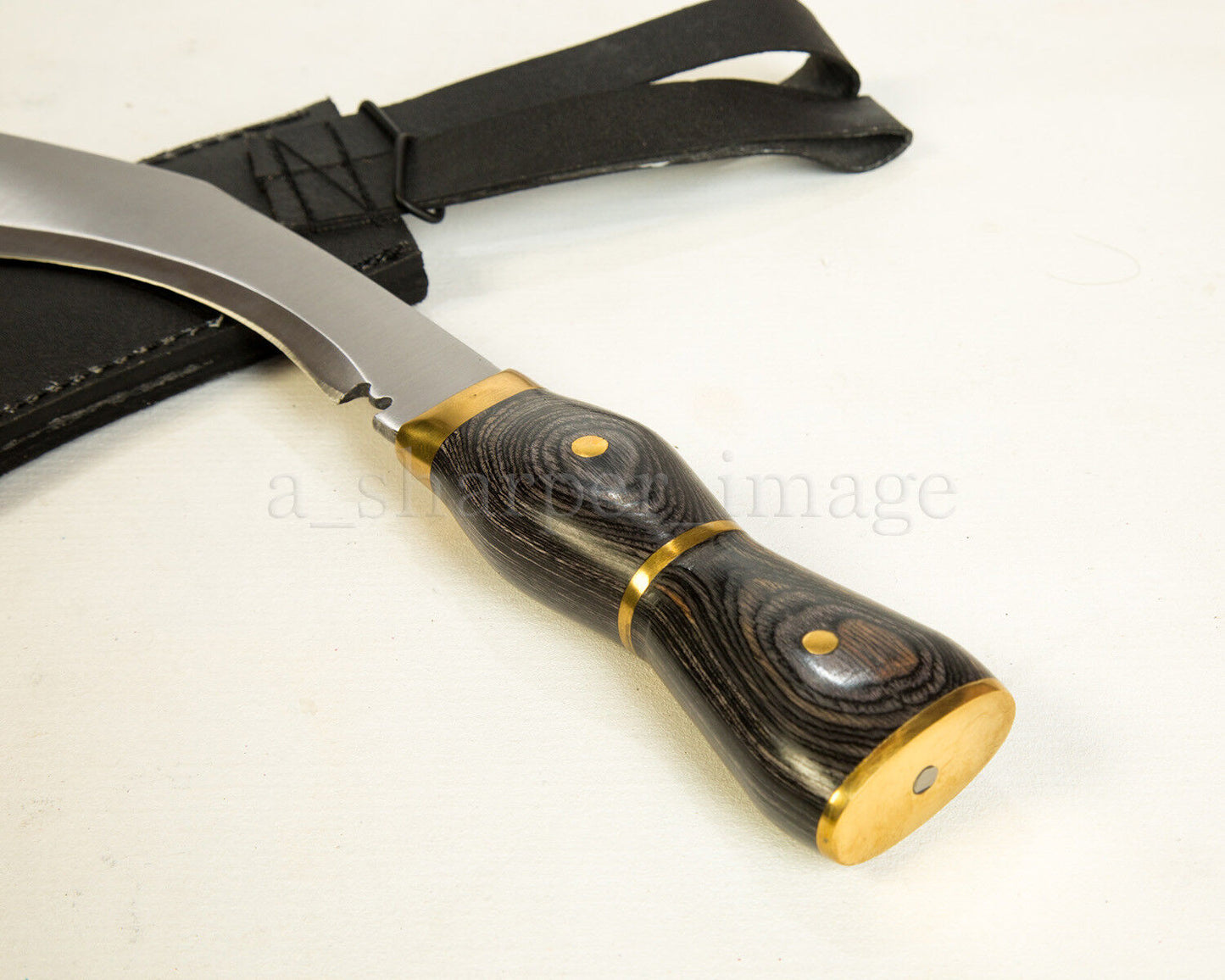 Gurkha Full Tang Combat Chopper Kukri Knife with Brass Micarta Handle