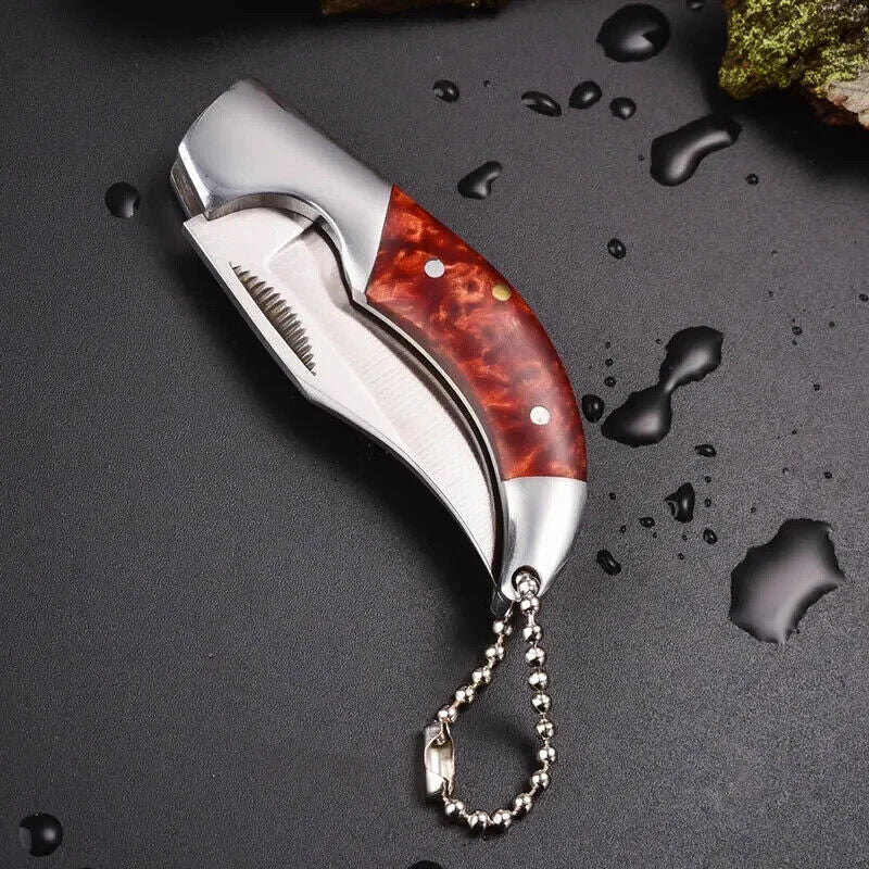 Stainless Steel Folding Fruit Knife - Wooden Handle