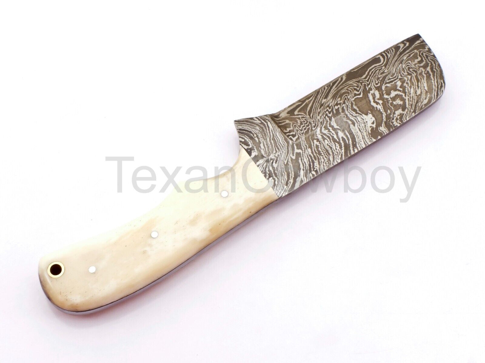 Cowboy Bull Cutter Knife - Handmade Damascus Steel with Bone Handle