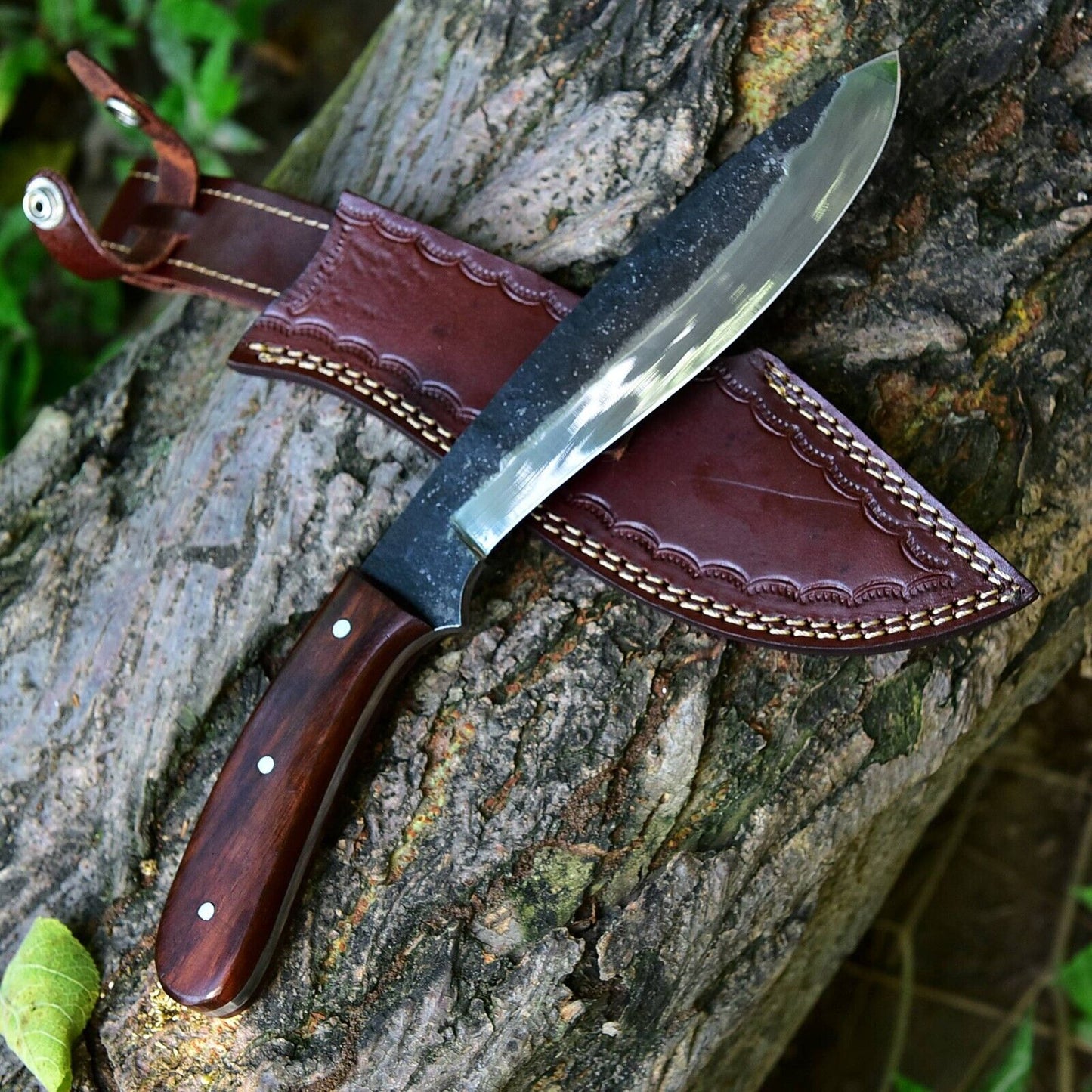 Custom Hand Forged High Carbon Steel Kukri Knife with Exotic Wood Handle