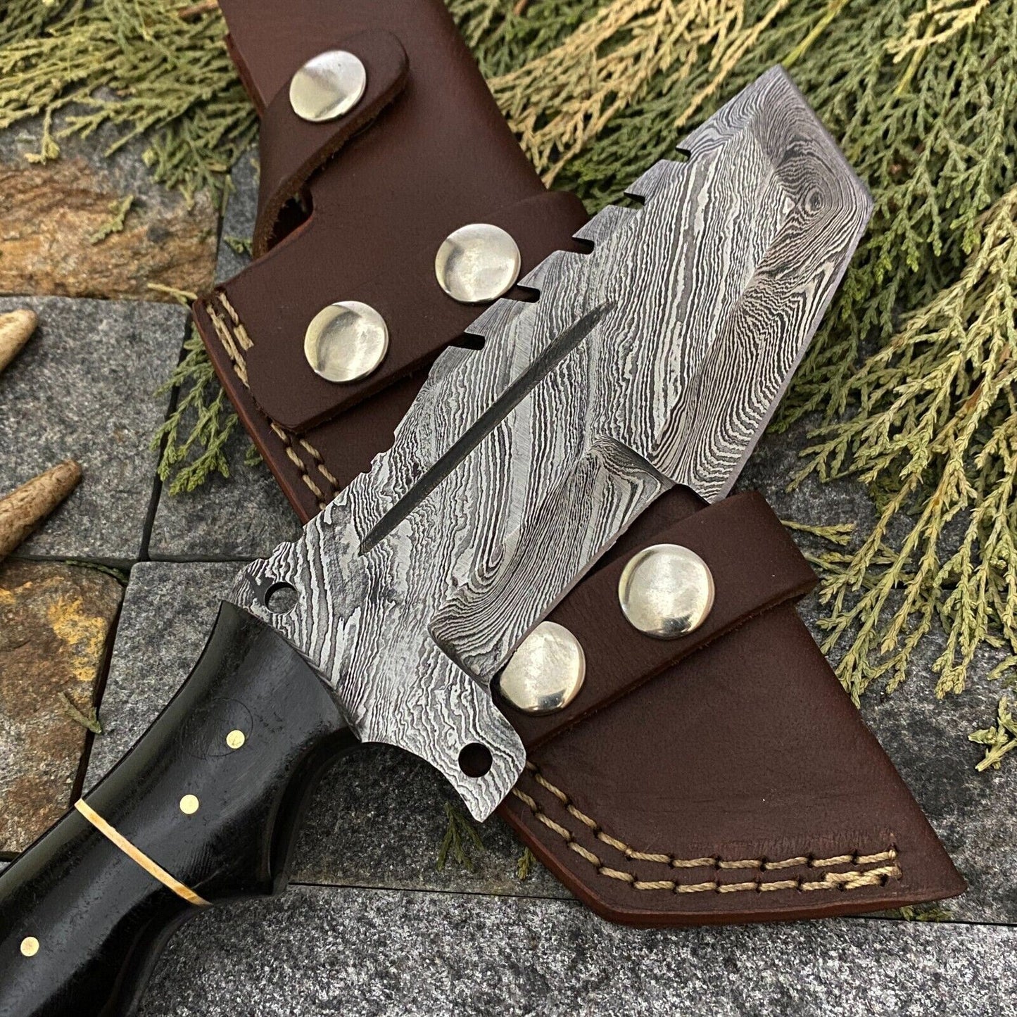 Tracker Hunting Hand Forged Knife with Damascus Steel Blade