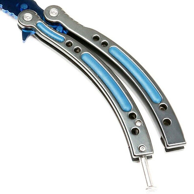 CSGO Blue Slaughter Butterfly Knife � Tactical Balisong Combat Trainer