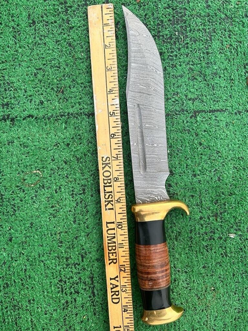 Custom Handmade Damascus Steel Crocodile Dundee Survival Knife