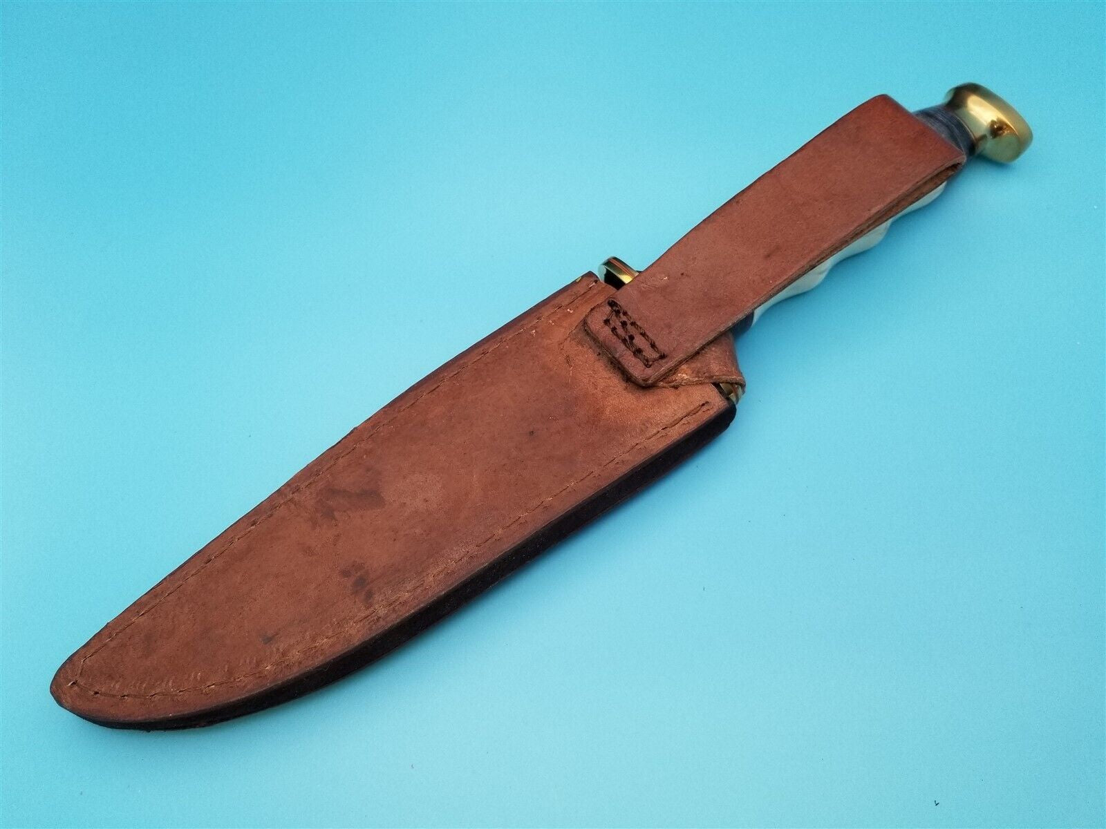 Bowie Knife with White Bone Handle and Sheath