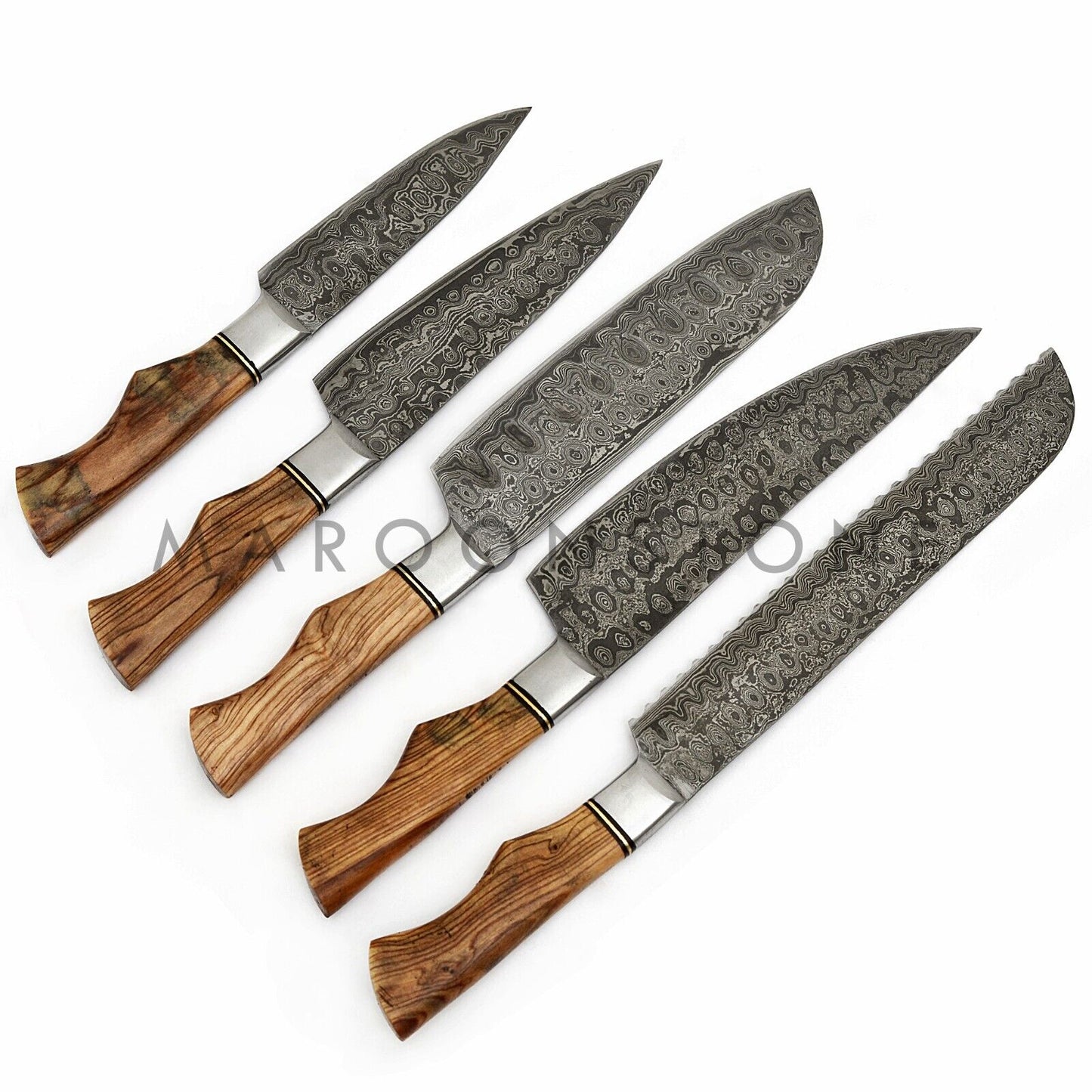 Custom Handmade Damascus Chef Knife Set