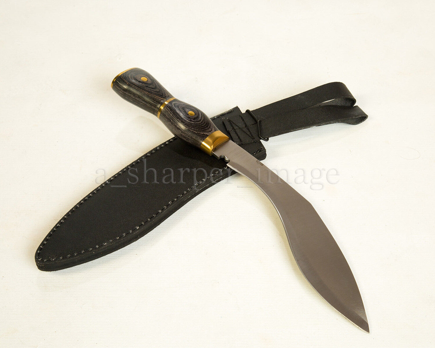 Gurkha Full Tang Combat Chopper Kukri Knife with Brass Micarta Handle