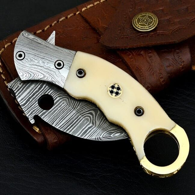 CSGO Look Damascus Steel Folding Karambit Knife