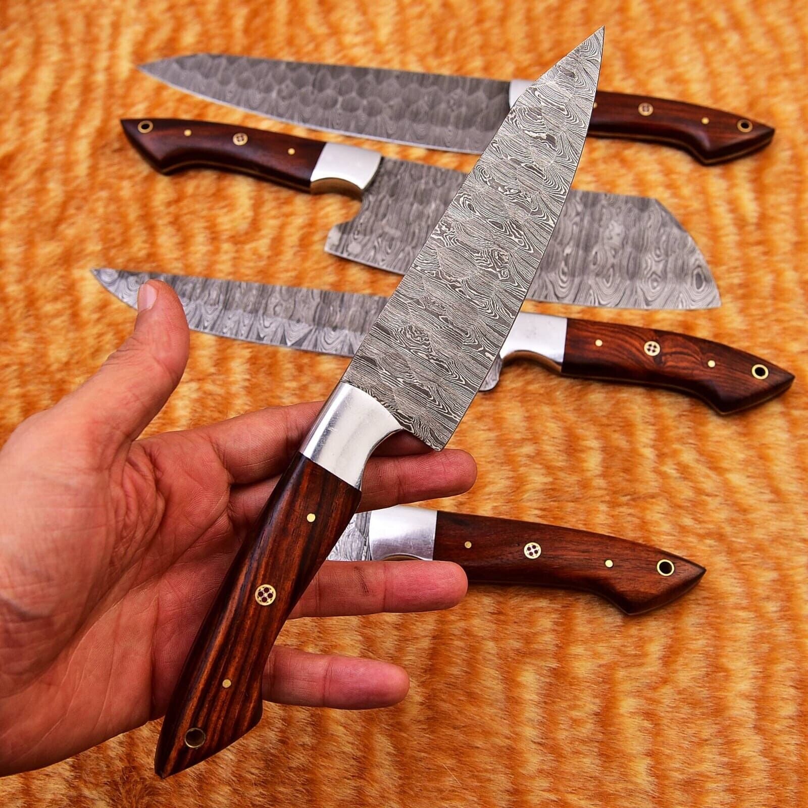 Forged Damascus Chef Knife Set - Handmade