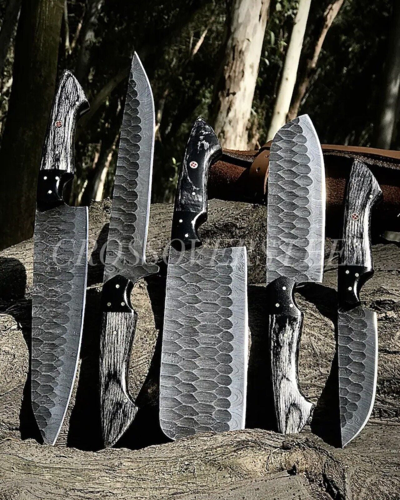 Hand Forged Damascus Steel Chef Knife Set - Kitchen Knives