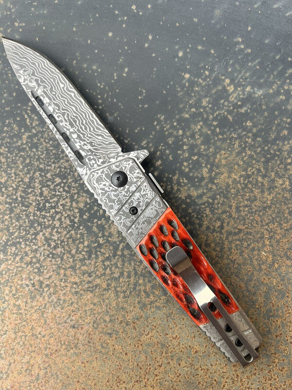 Tactical Folding Pocket Knife with Damascus Blade