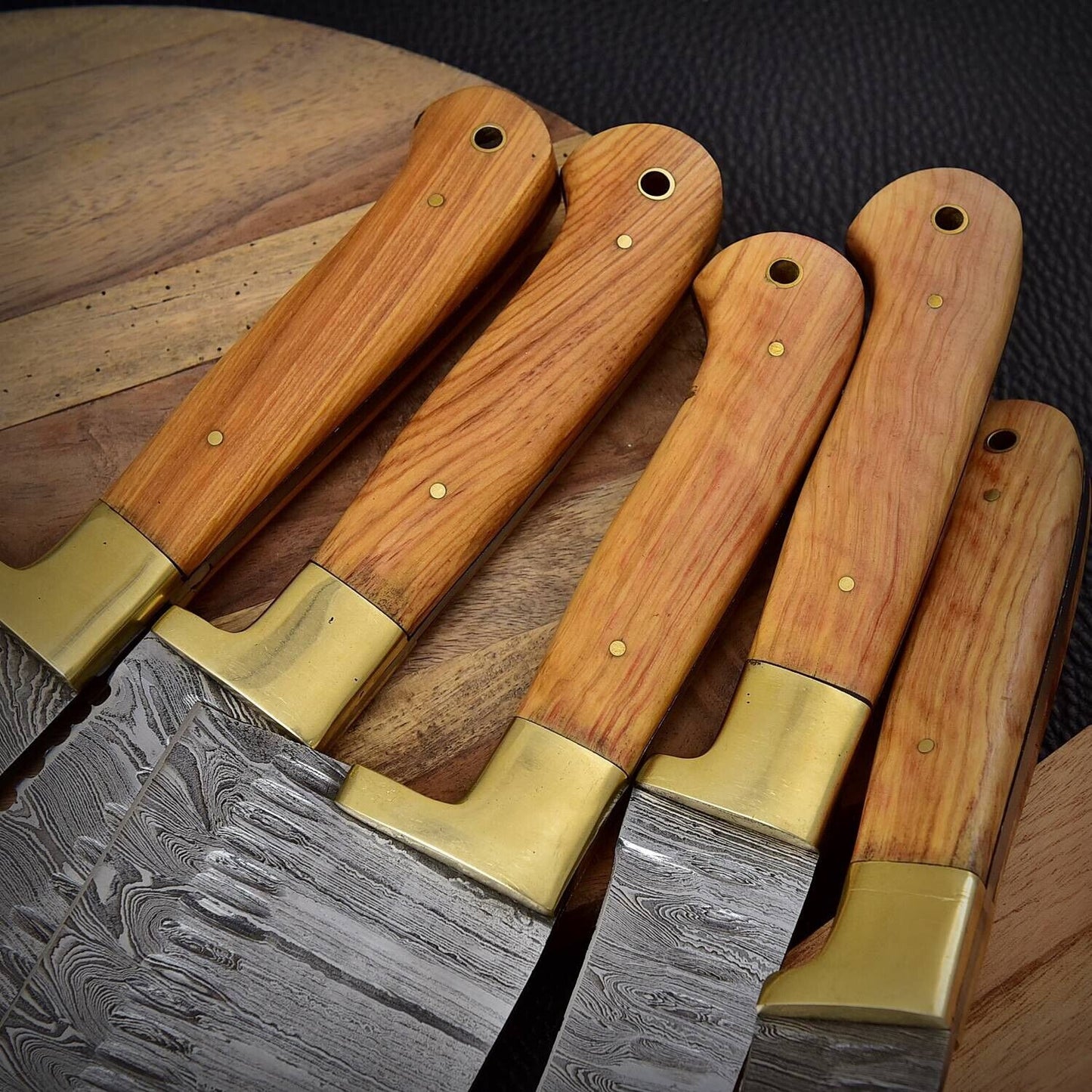 Custom Forged Damascus Chef Knife Set