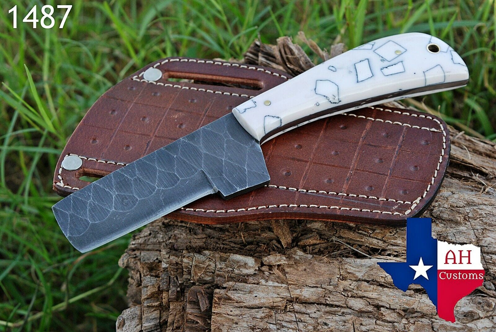 EDC Bull Cutter Knife - Hand-Forged Railroad Steel Cowboy Knife with Sheath