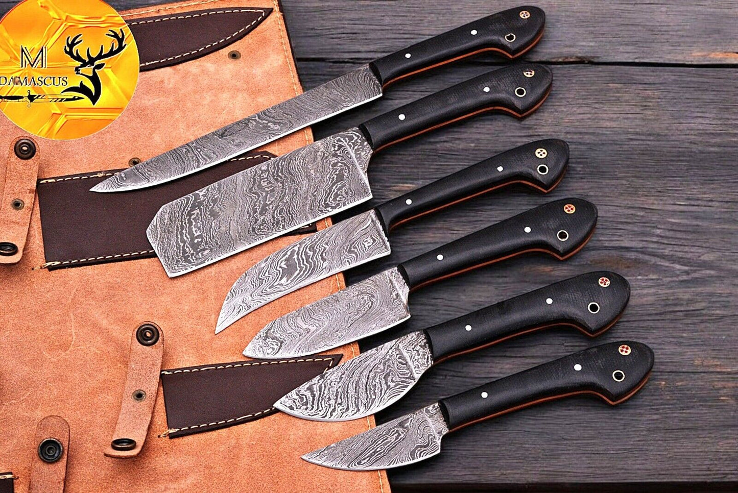 Custom Damascus Steel Chef Knife Set - Premium Kitchen Cutlery