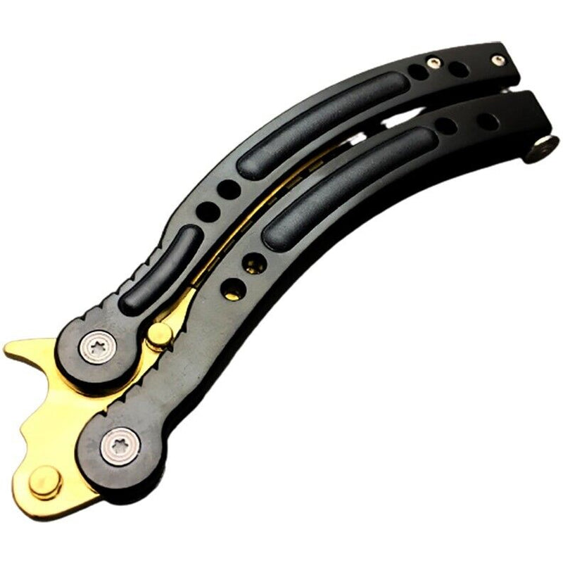 CSGO Gold Butterfly Knife Trainer � Dull Balisong Practice Knife for Safe Training