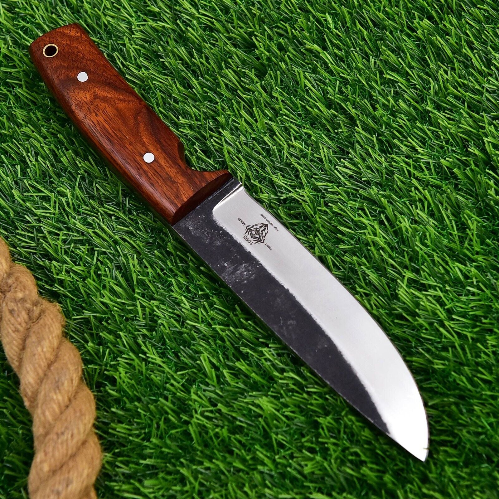 High Carbon Forged Knife with Exotic Wood Handle for Hunting