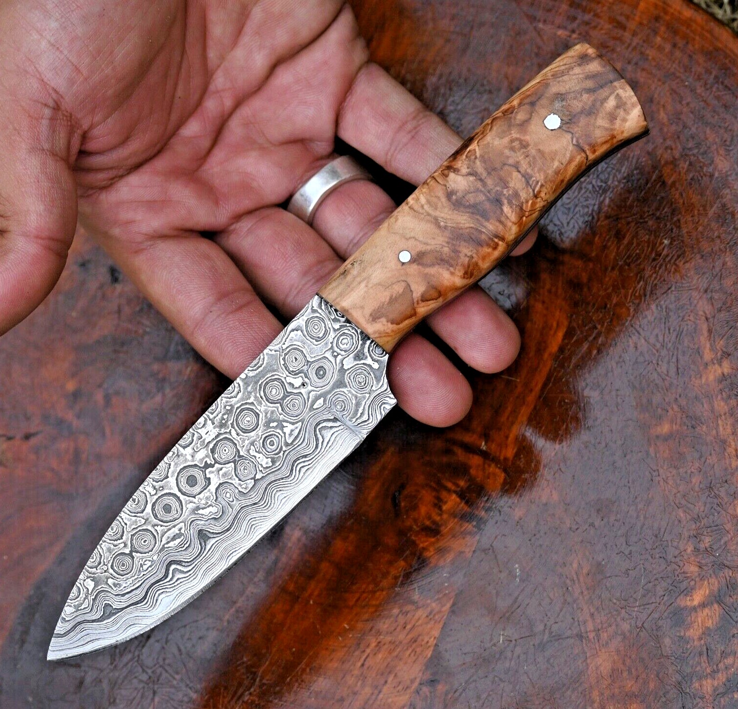 Damascus Steel Hand Forged Knife with Sharp Hunting Blade