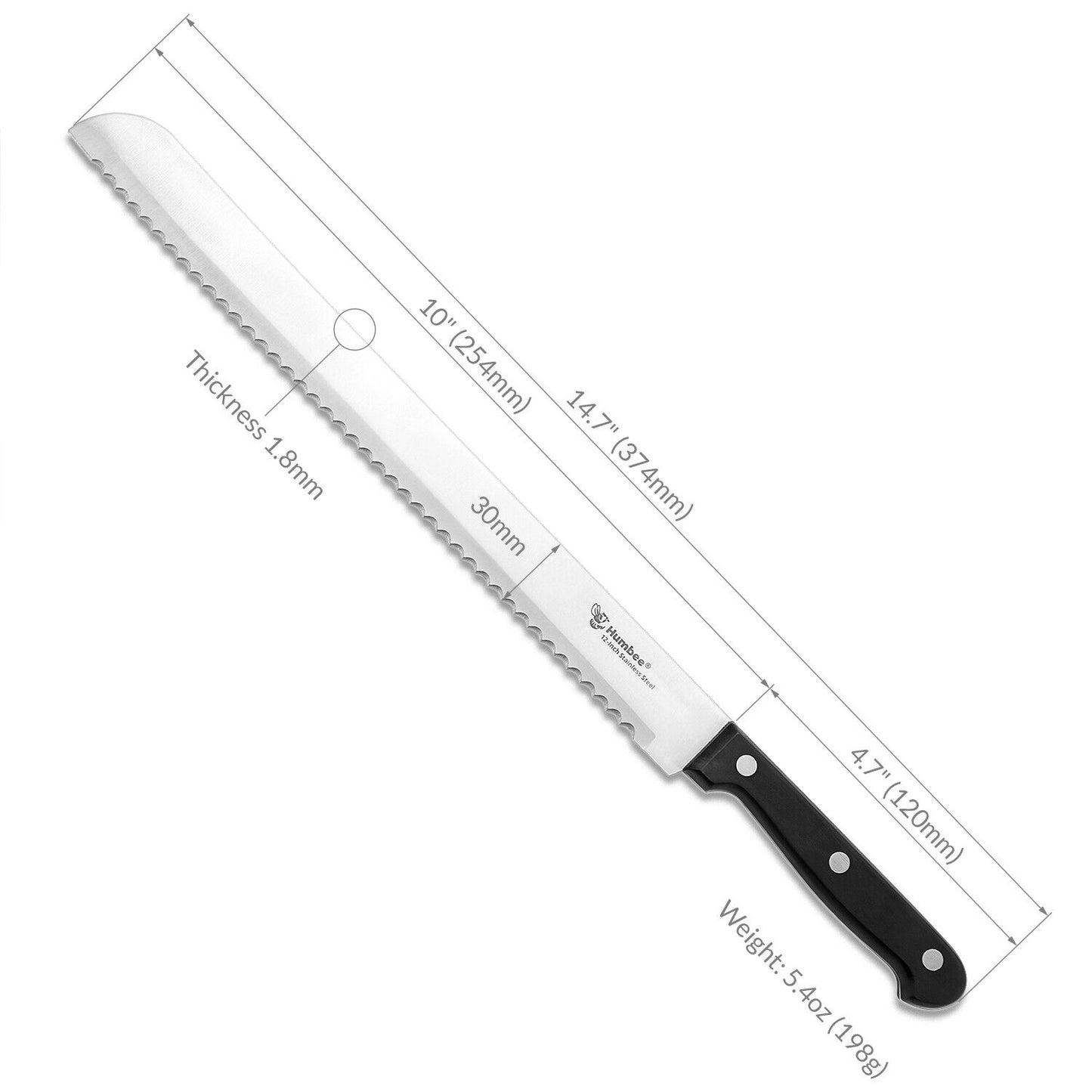 Humbee Chef Stainless Steel Serrated Bread Knives